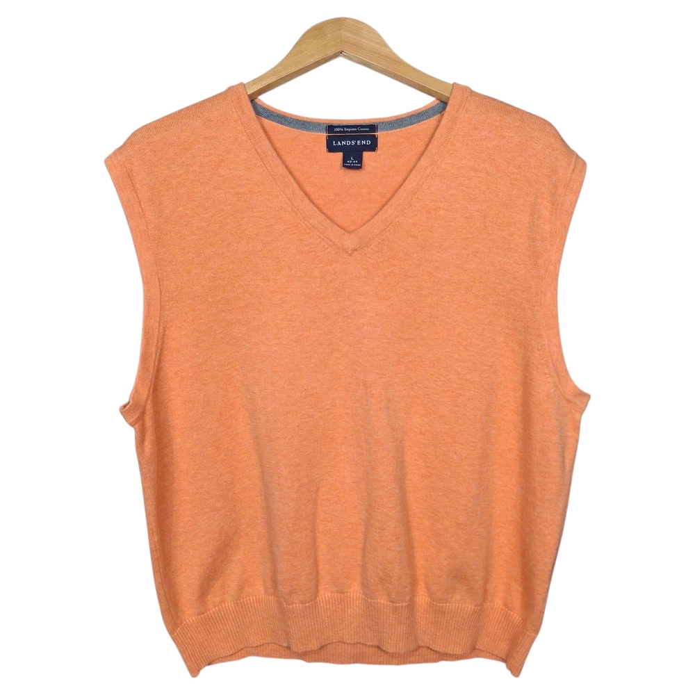 Lands' End Orange Sleeveless Sweater Vest